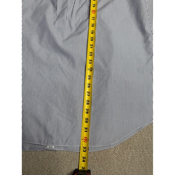 Paul Fredrick Mens 16-34 Blue White Striped 100% Cotton Pinpoint Easy Care - Picture 5 of 8